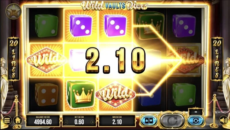 Wild Vaults Dice - glavni ekran sa bubnjevima i trezorom